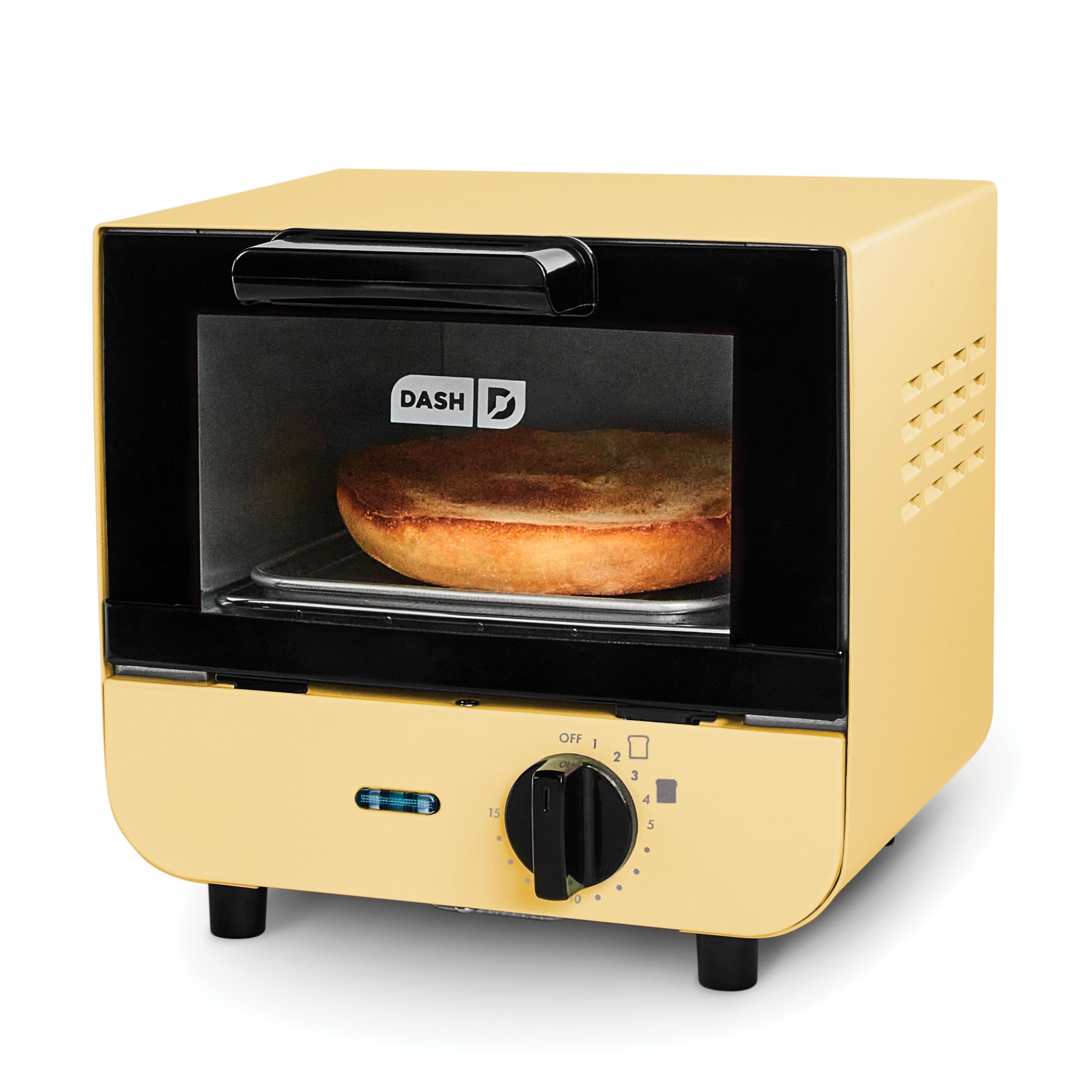 Mini Toaster Oven - Sleek & Stylish - For Creative Homemade Treats - Compact, Space-Saving Design - adjustable temperature dial - Removable Baking Tray - Yellow