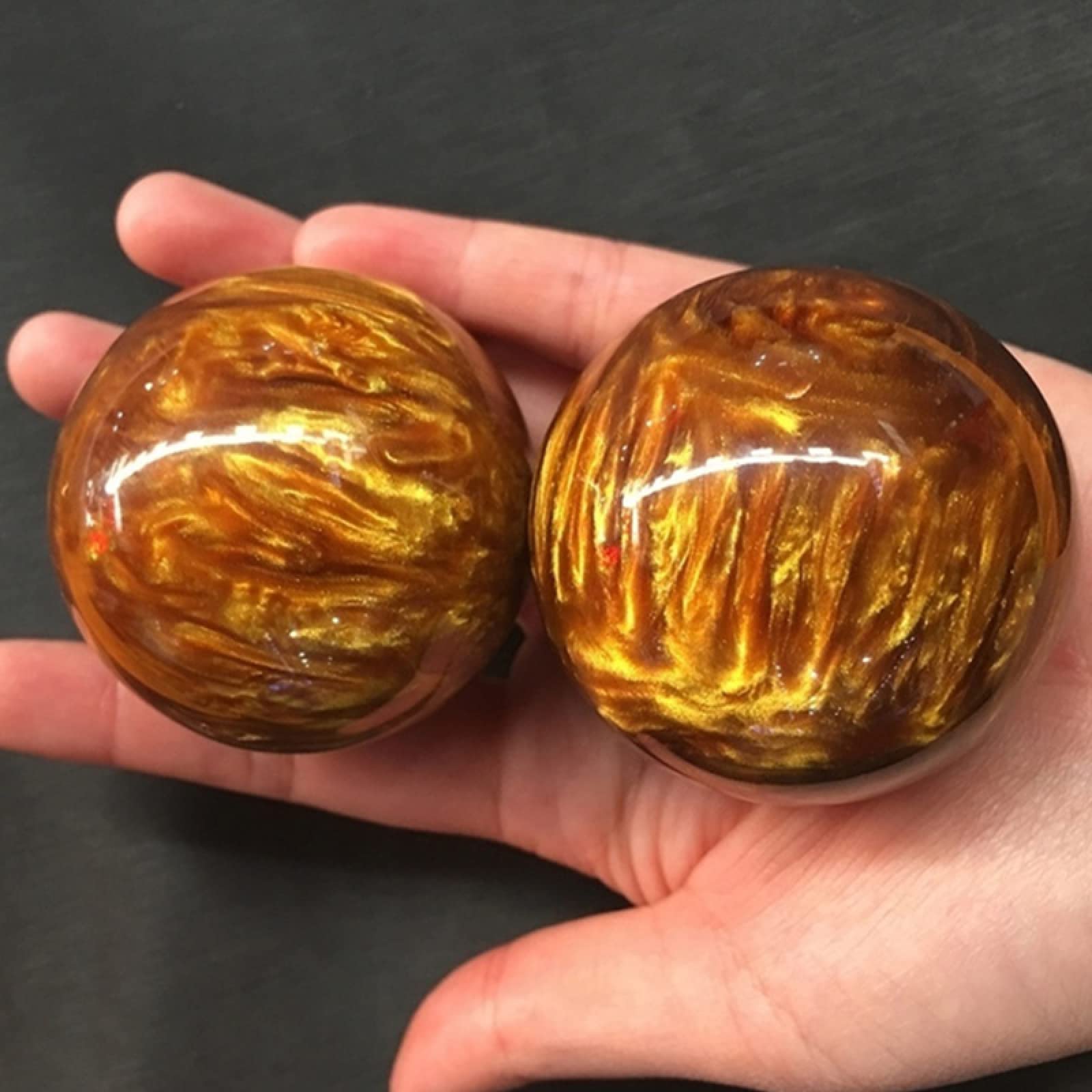 1 Pair Golden Black Coral Sea Willow Cur Ball 50MM,1 Pairs