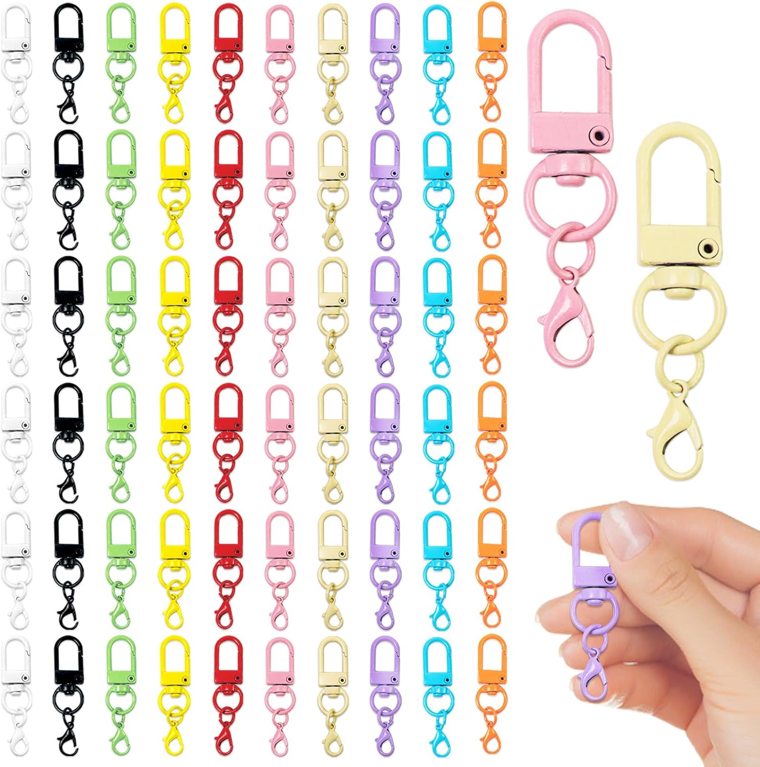 60 Pcs Colorful Metal Double Head Lobster Claw Clasps, Swivel Lanyards Snap Hooks, Jewelry Making Accessories for Handbag, Jewelry, Zipper Pulls, Key Chains (Multicolor)