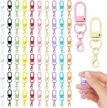 60 Pcs Colorful Metal Double Head Lobster Claw Clasps, Swivel Lanyards Snap Hooks, Jewelry Making Accessories for Handbag, Jewelry, Zipper Pulls, Key Chains Multicolor