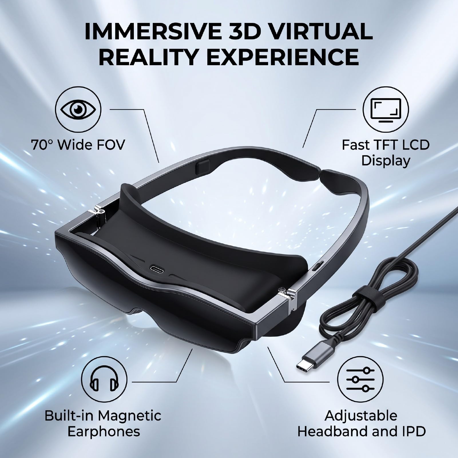Occhiali VR 2W, Display TFT LCD Veloce, per Esperienza Visiva Immersiva