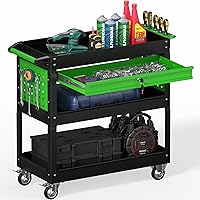 Heavy Duty 3-Tier Rolling Tool Cart with Lockable Drawer, Pegboard & 550 lbs Capacity - Mobile Workshop Garage Organizer