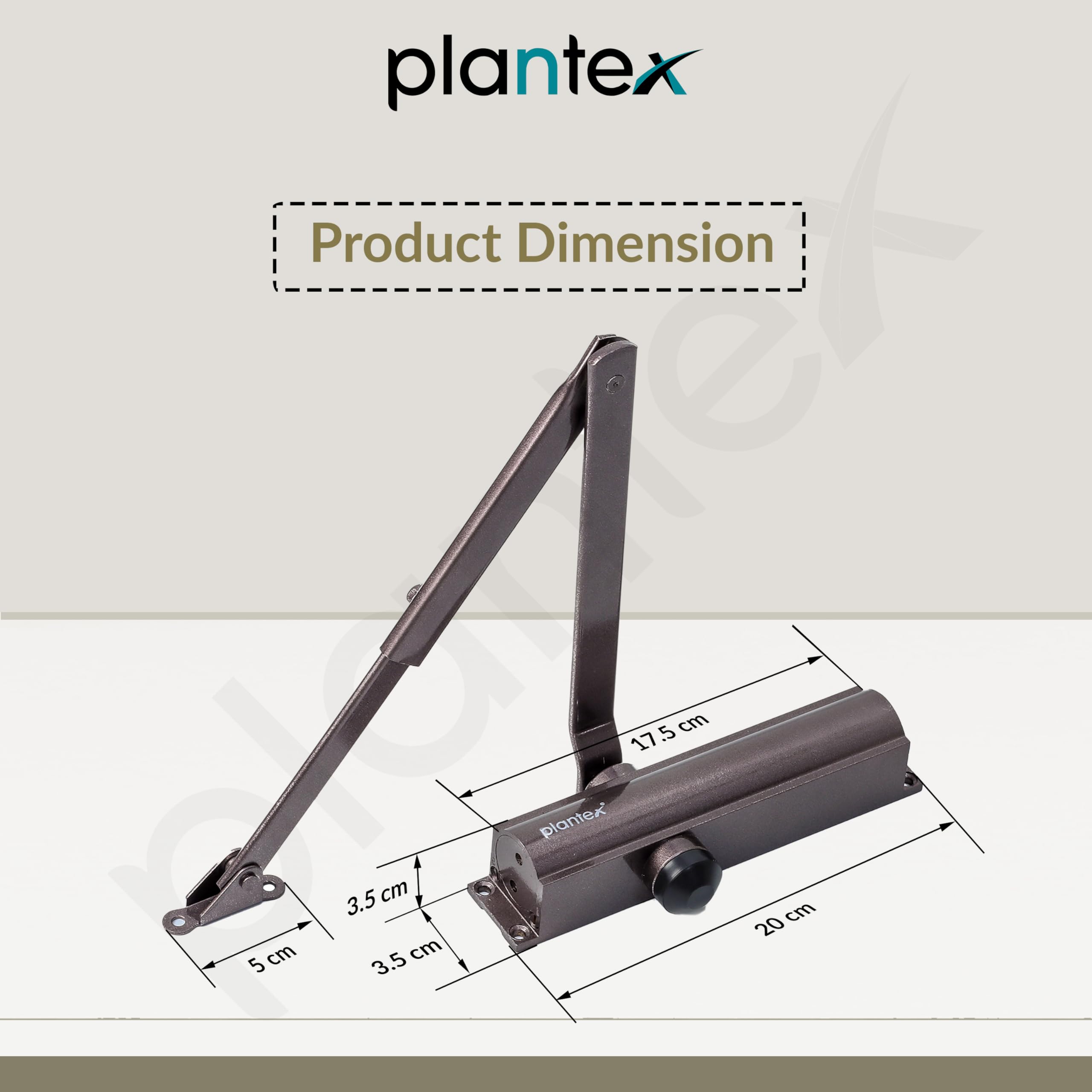 Plantex Premium Aluminium Door Closer/55kg Automatic Door Closer for Wooden Door/Adjustable Spring Door Closer- Brown (ISO 9001 Certified)