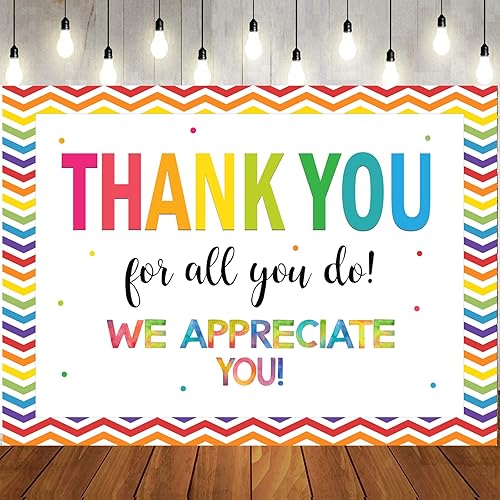 Miniatura 7 de LTLYH Telón de fondo de 8 x 6 pies con texto en inglés We Appreciate You, personal de graduación, maestros, médicos, jubilación, foto, decoración de