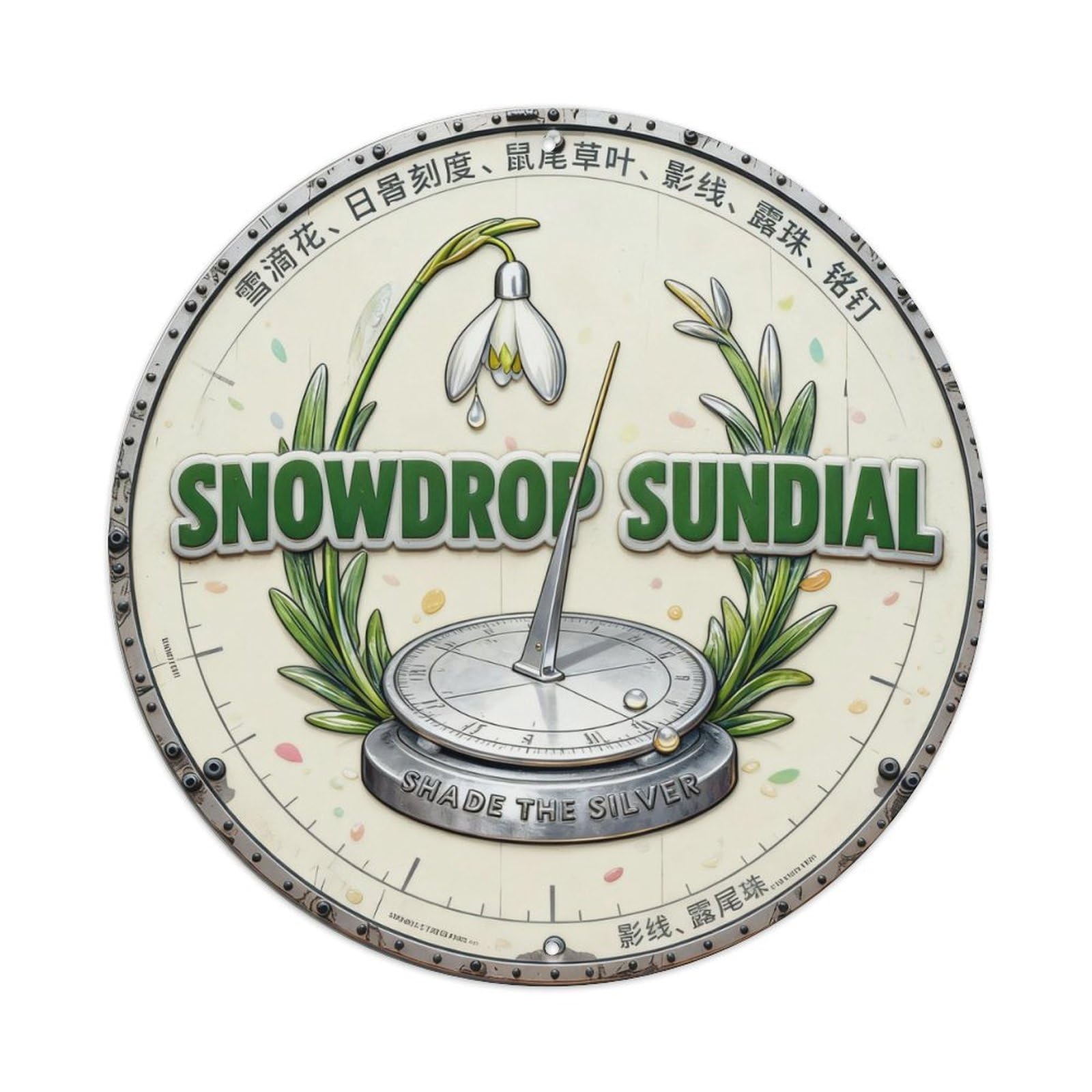 Snowdrop Sundial Sign Metal Tin Sign Plaque