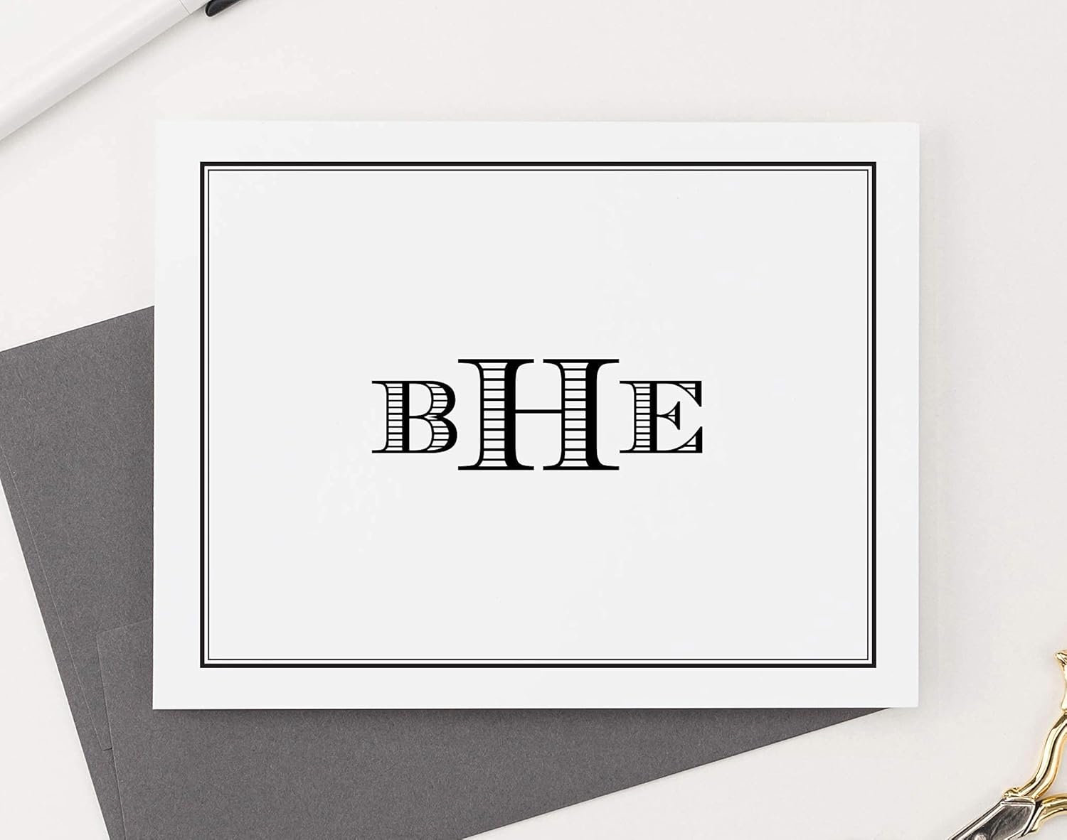 Classic Monogram Stationary Set FOLDED NOTE CARDS, Personalized Stationary Set, Personalized Monogram Stationery Set, Your Choice of Colors and Quantity