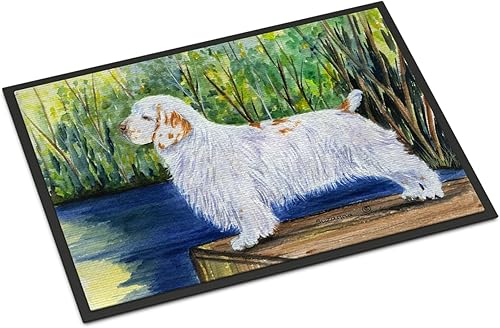 Caroline's Treasures SS8261MAT - Tapete Clumber Spaniel de 18 x 27 pulgadas, tapete para puerta delantera, interior y exterior, para entrada,