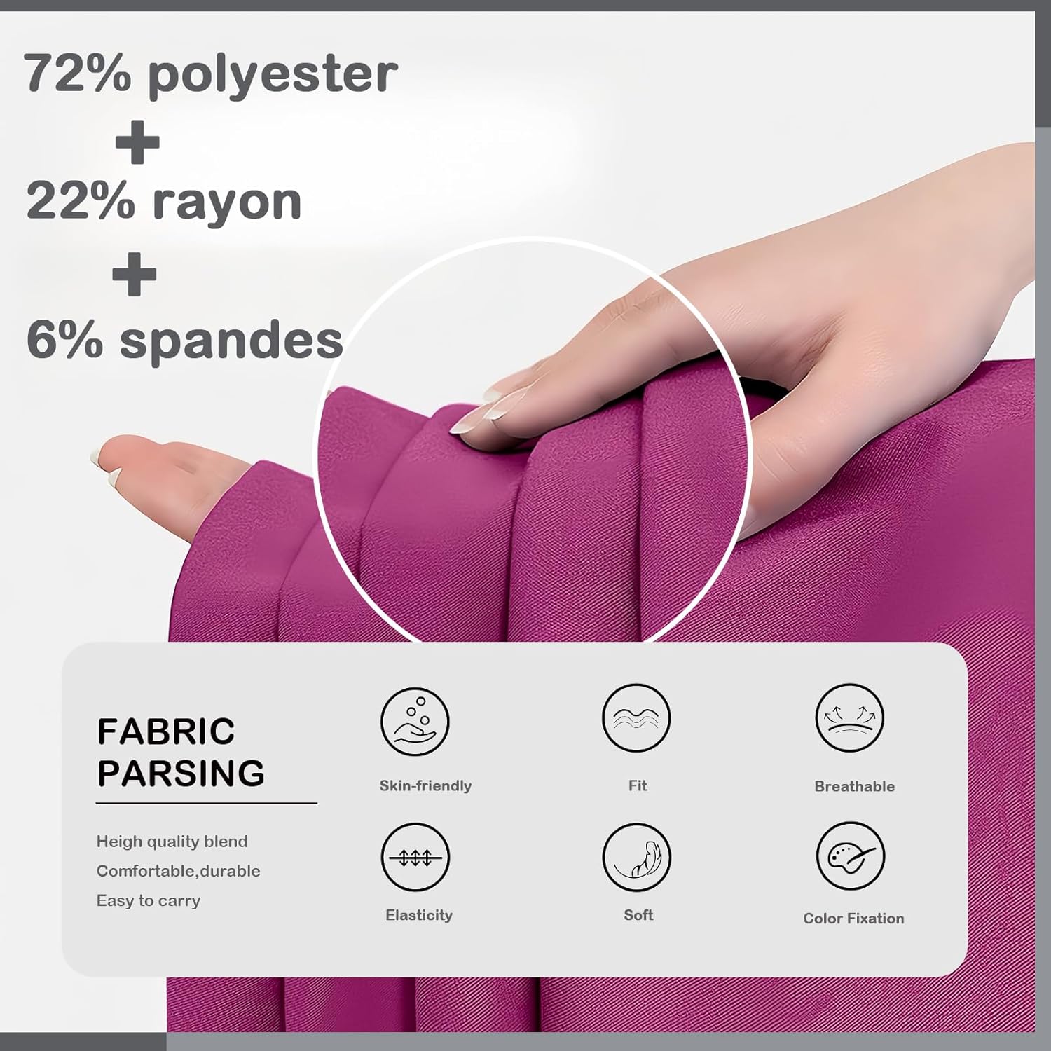 Medical Scrubs for Wome Top & Pants with Zipper Drawstring Pants,Easy Care Uniforms - Image 4