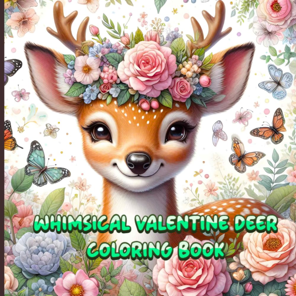 Whimsical Valentine Deer Coloring Book