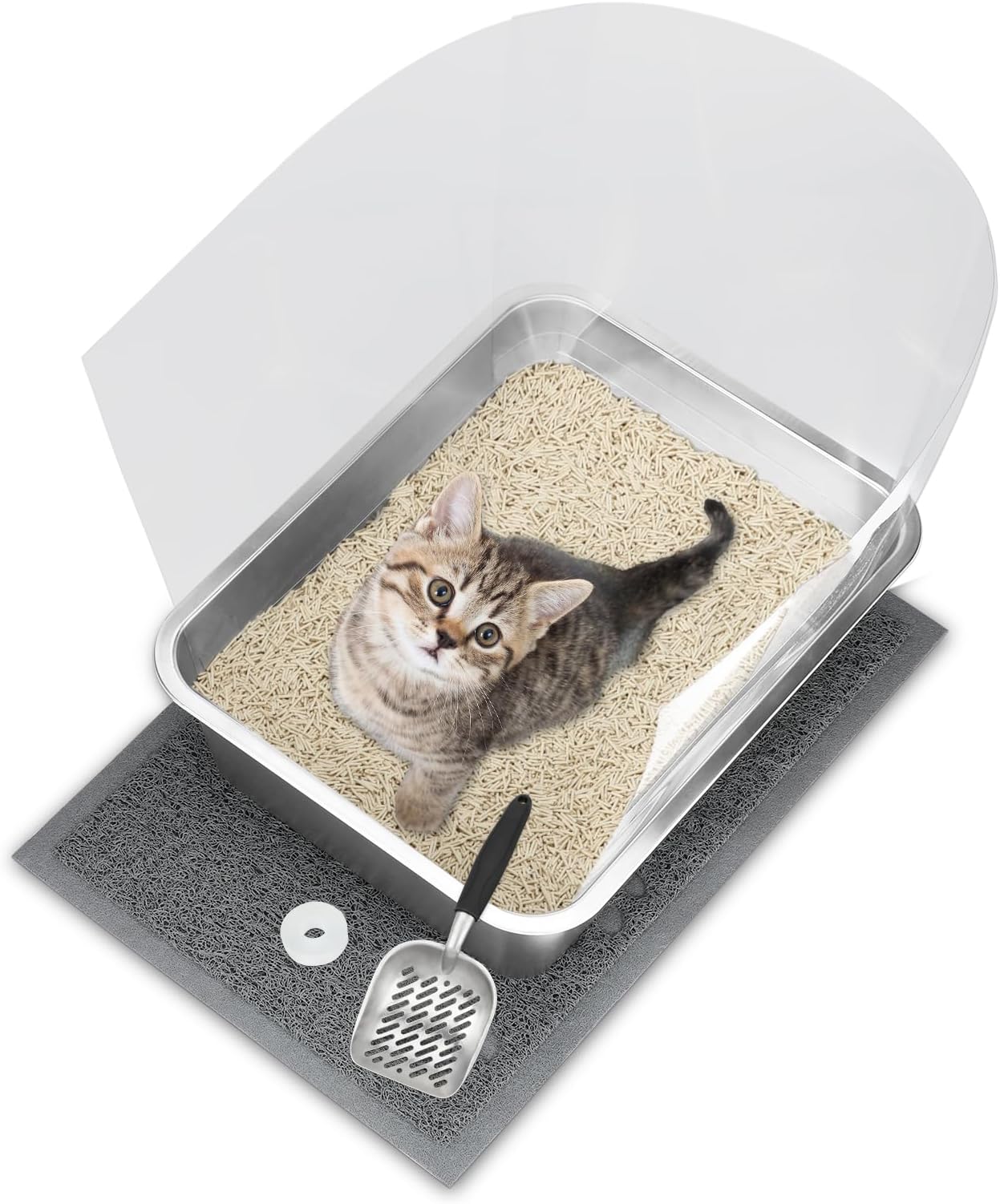 KesaPlan Stainless Steel Litter Box for Cat (15.5"x11.6"x4