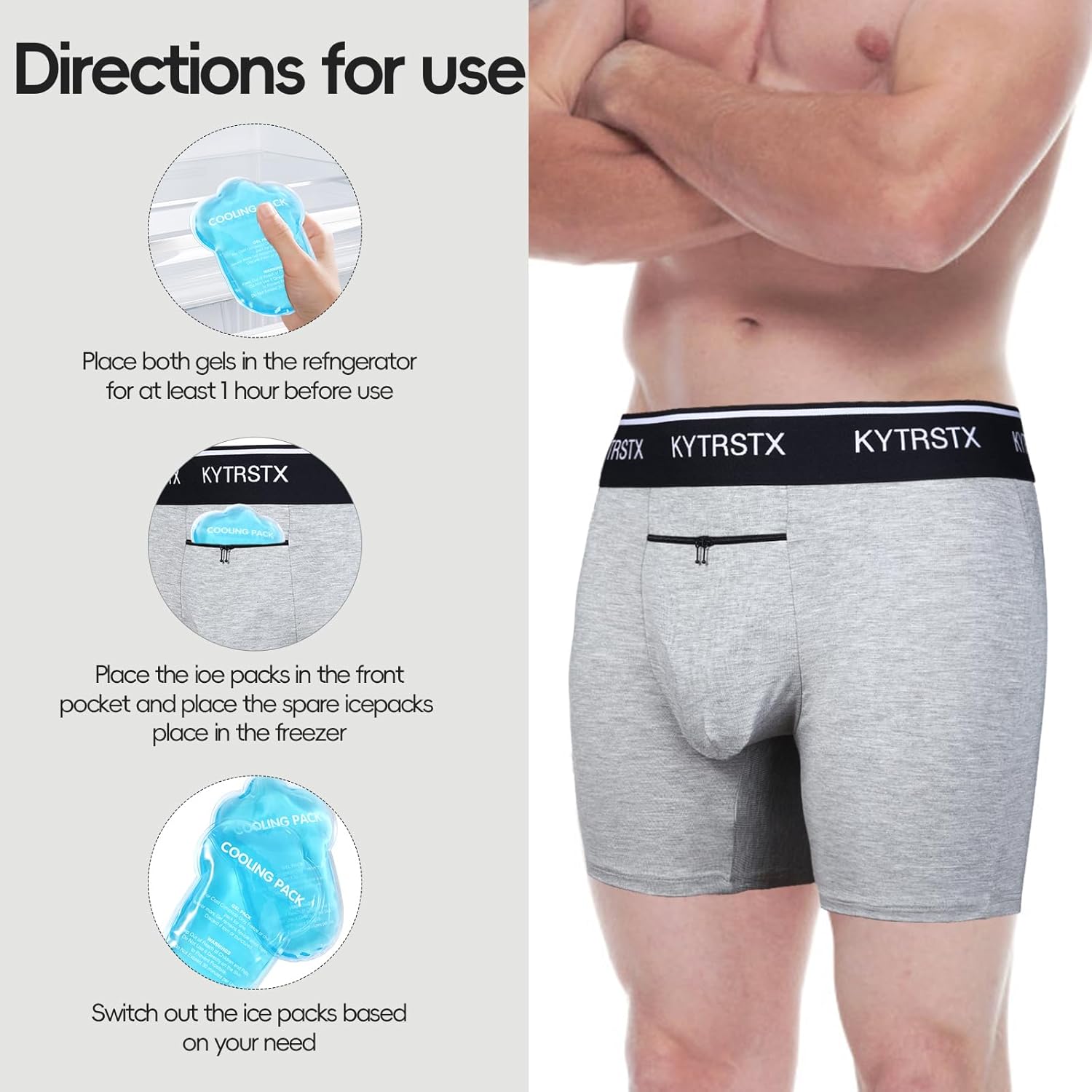 Vasectomy Underwear with 2 Ice Packs for Testicular Support and Pain Relief - Image 3