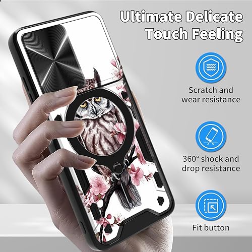 Vista 39 de Funda para Samsung Galaxy A13 5G con cubierta deslizante para lente de cámara y anillo giratorio de 360 grados, soporte híbrido de doble capa Flores