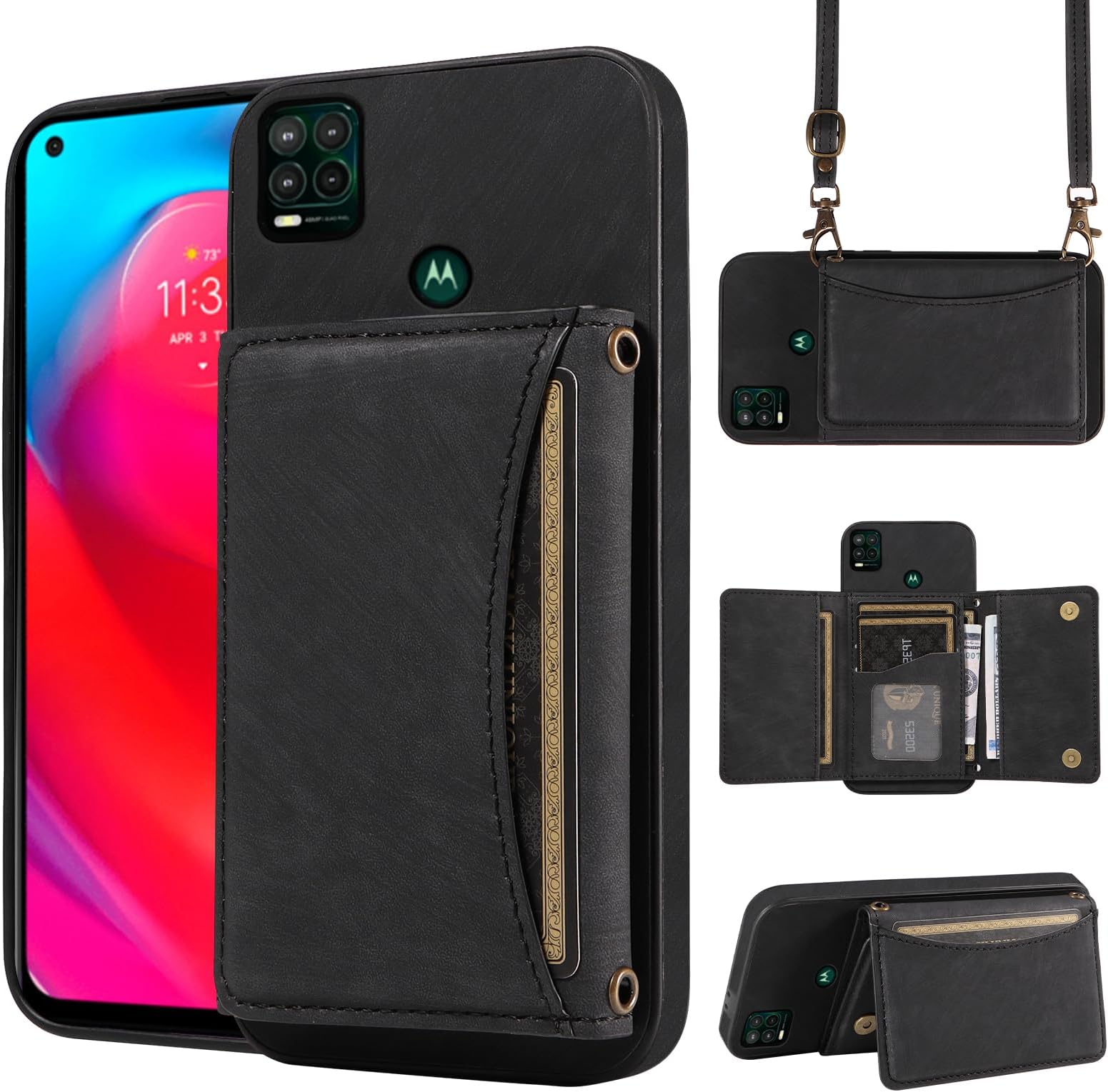 QLTYPRI Case for Motorola Moto G Stylus 5G 2022, Crossbody Phone Case with Card