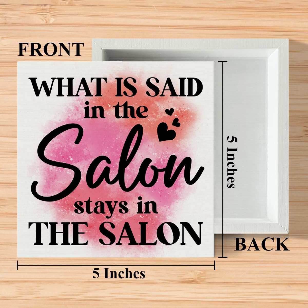Beauty Shop Desk Decor - What Is Said in The Salon Stays in The Salon - Barbershop Hair Salon Nail Shop Table Sign Decor - Christmas Birthday Gift for Manicurist Esthetician Nail Tech Hairstylist image 2