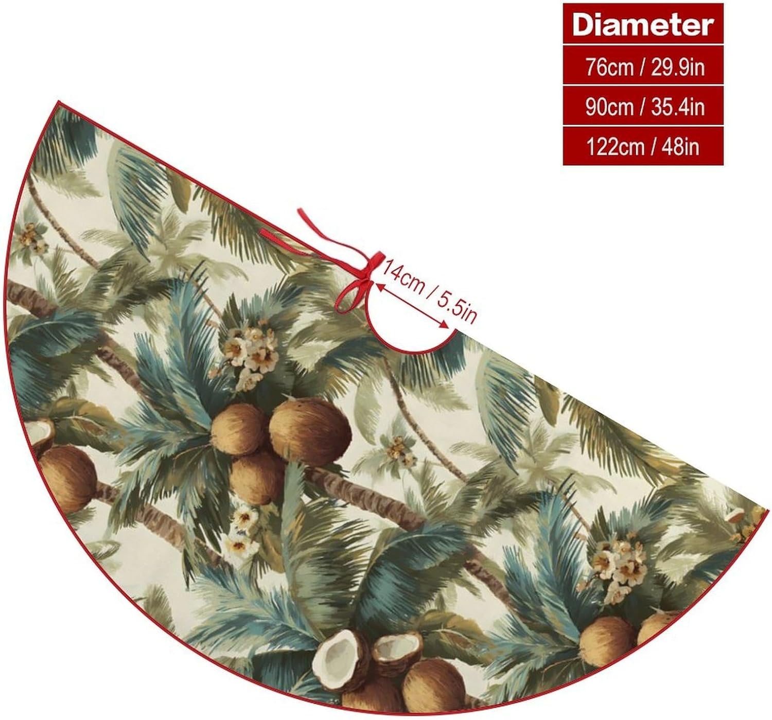 Hawaiian Coconuts Palms Trees Graphic Christmas Tree Skirt for Xmas Trees Skirts Holiday Party Decorations