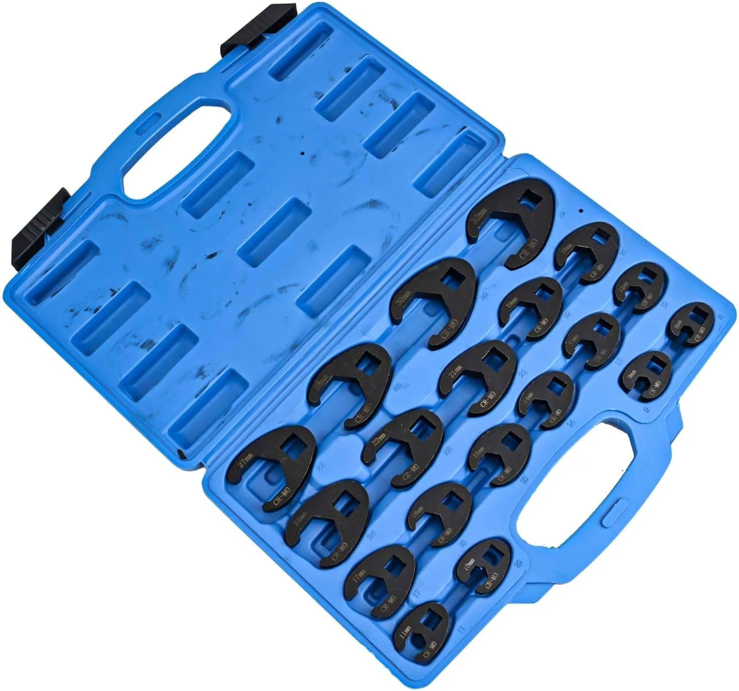 3/8” & 1/2” Drive Jumbo Crowfoot Flare Nut Wrench Set, 19PC Metricols 8 32 mm Sizes,Flare Nut Wrenchol Set for 3/8in and 1/2in Drive Ratchet