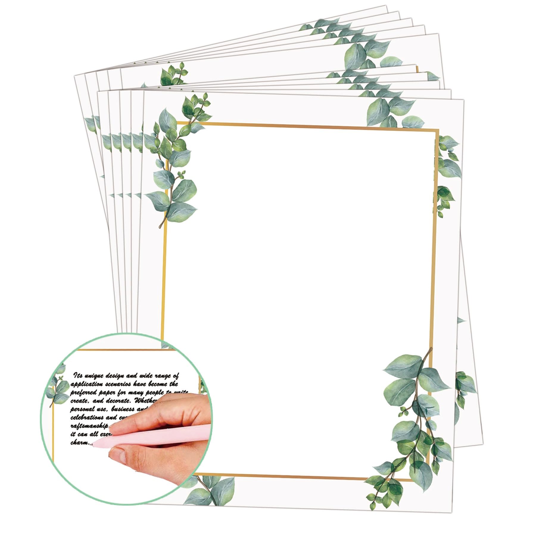 Lot de 50 feuilles de papier à en-tête de verdure sur le thème des feuilles