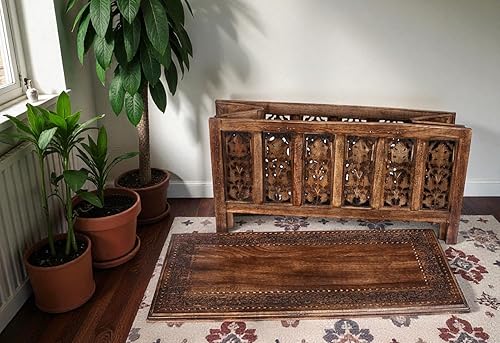 Miniatura 7 de Mesa auxiliar rectangular de madera, mesa de centro vintage de madera, mesa de centro de madera moderna, mesas auxiliares, mesa de entrada, mesa