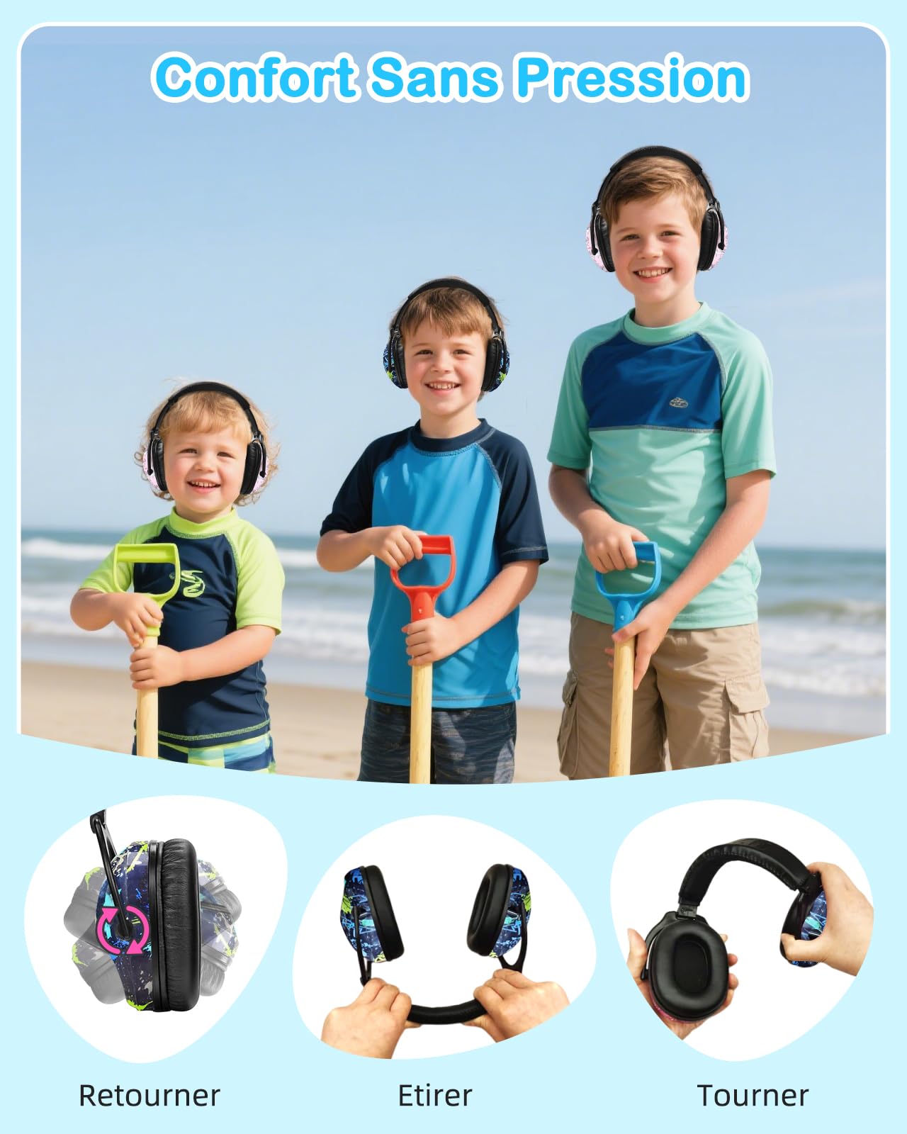 ZOHAN 030 Casque Anti Bruit Enfant Lot de 2, Protection Auditive confortable avec Sac de Transport, SNR 25dB pour l’Autisme, TDAH, Feux d’Artifice, Concert(Graffiti et Licorne)