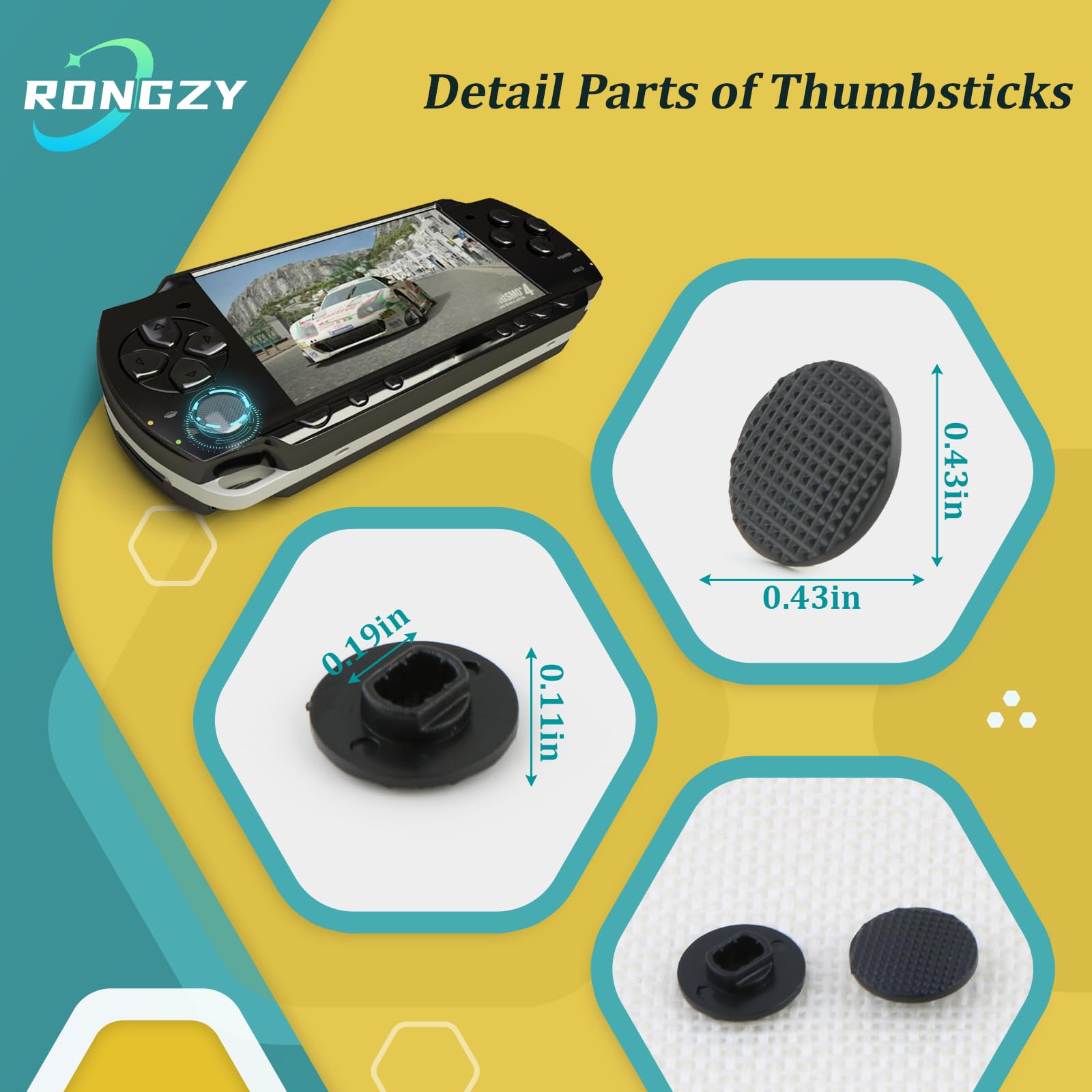 RongZy 8 Pièces Stick Analogique pour Sony PSP 1000 Capuchon Joystick de Remplacement pour PSP 1000 Thumbstick Accessoires Rechange - 5