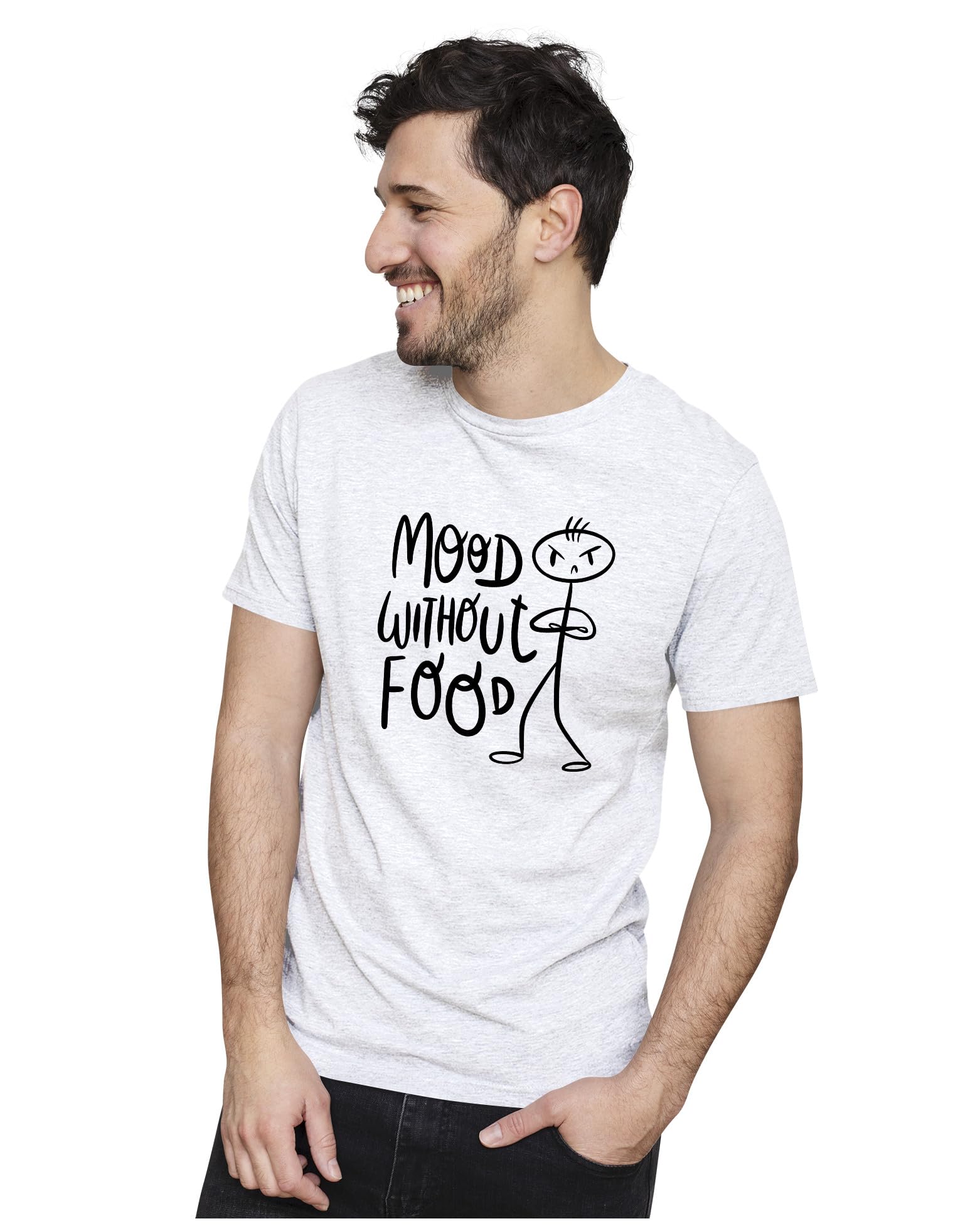 HeybrohMen's & Women's Regular Fit T-Shirt Angry Mood Without Food 100% Cotton Unisex T-Shirt