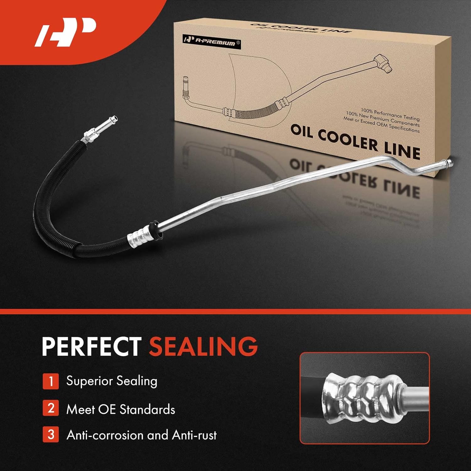 A-Premium Inlet Upper Engine Oil Cooler Line Hose Assembly Compatible with Chevrolet Express 1500 2500 3500 & GMC Savana 1500 2500 3500 1996-2002 V8 5.7L