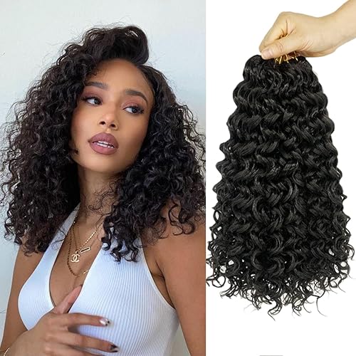 ENBEAUTIFUL Paquete de 8 paquetes de cabello rizado de ganchillo de 14 pulgadas, rizos de playa, cabello ondulado con ondas profundas, trenzas