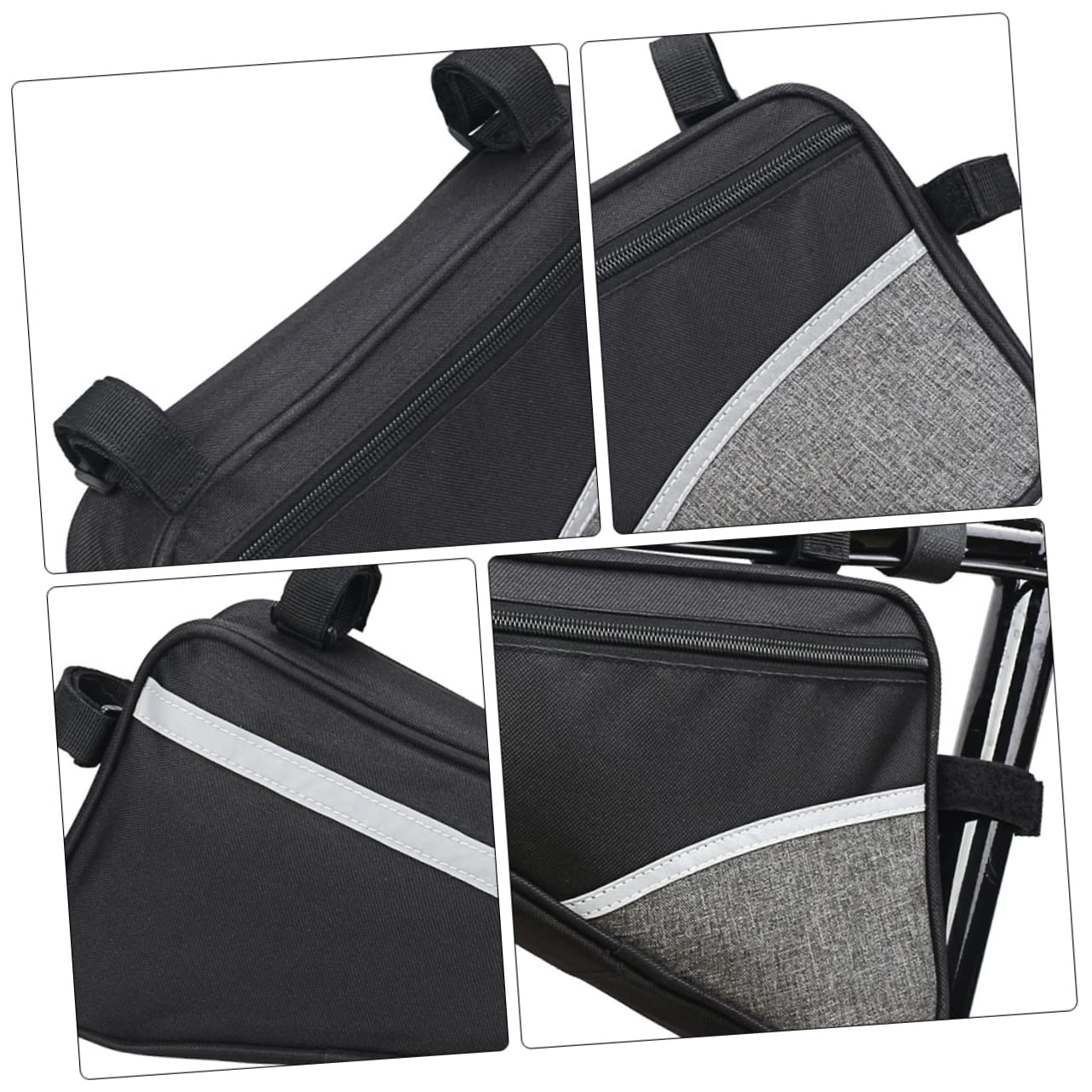 Happyyami 2pcs Bike Front Frame Bag Durable Triangle Storage Bag for Mountain and Road Bikes for Essentials Keys and Tools Grey Color