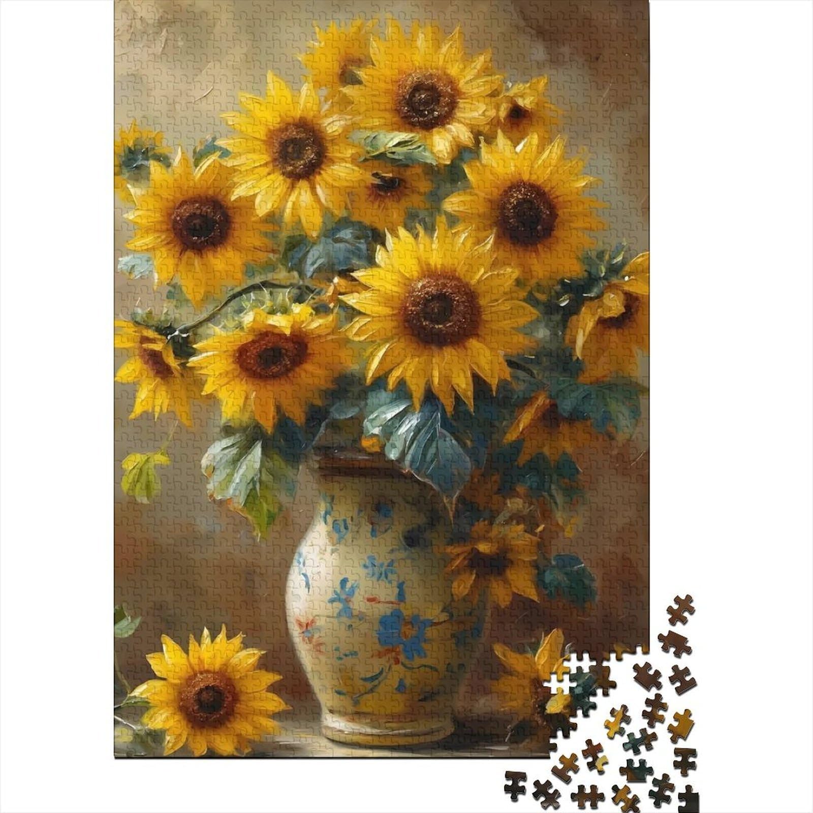 1000 Pieces Mini Jigsaw Puzzle Sunflower Vase for Adults — image 1