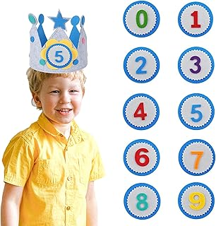 iZhuoKe Couronne d'anniversaire,Joyeux Anniversaire Gâteau Chapeau,Chapeau Anniversaire Enfant,Enfant Chapeaux de Fête,Couronne pour Enfants avec Numéros Interchangeables de 1 à 9 pour Anniversaires