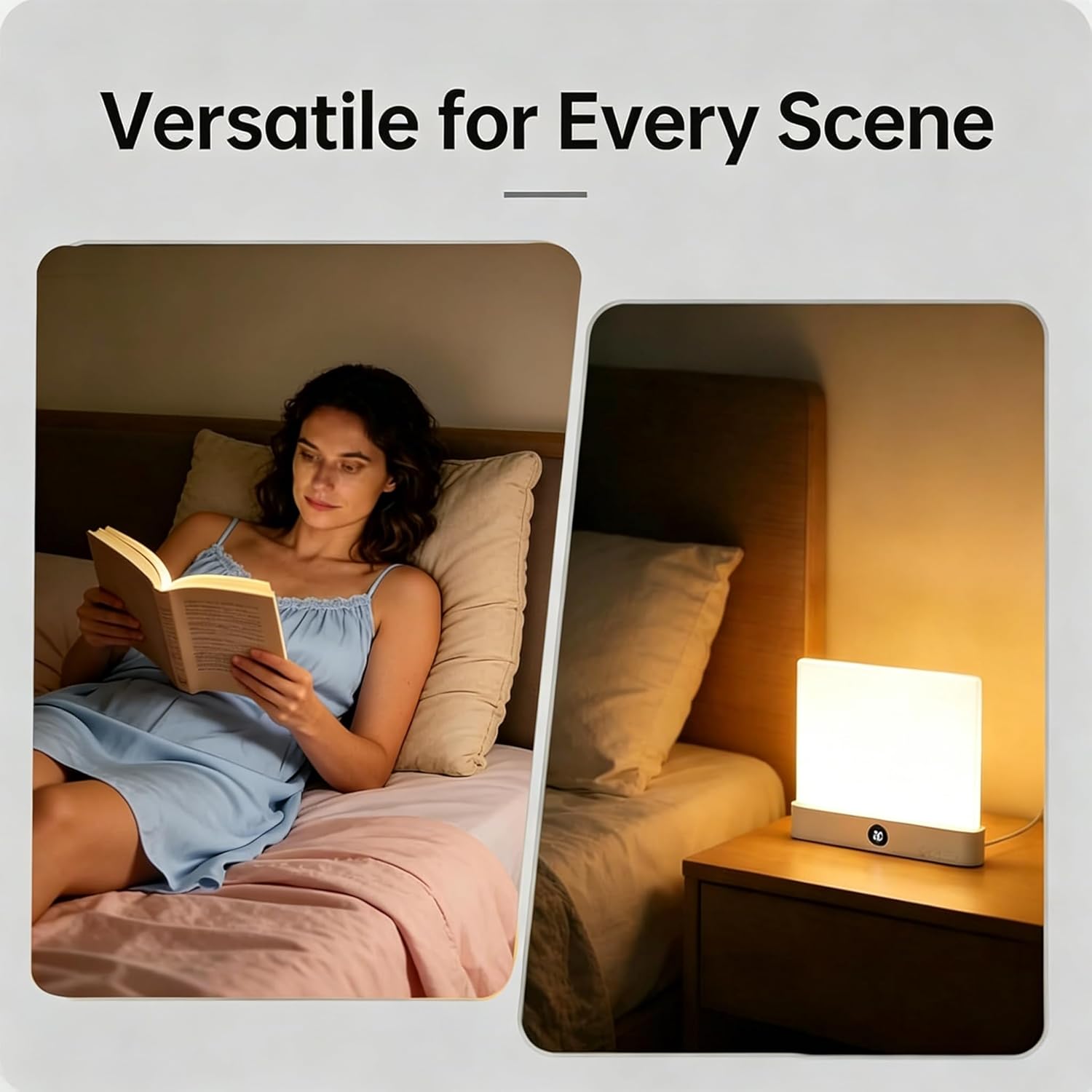 Smart LED Reading Light, USB-C Rechargeable Flat Book Light, 3 Color Modes Dimmable Study Lamp with Timer, Scratch-Resistant Eye-Caring Bedside Night Light (Pink)