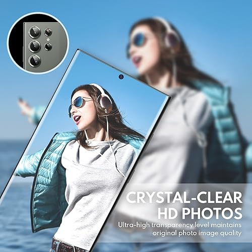 Miniatura 5 de i-Blason Protector de lente de cámara para Samsung Galaxy S23 Ultra, vidrio templado 9H Funda de cámara de vidrio antiarañazos ultrafina incluye