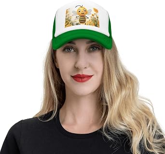 Mesh Trucker Hats Adjustable Snapback Hat Baseball Cap Cute Bees Daisy Flower Dad Golf Hat for Men Women