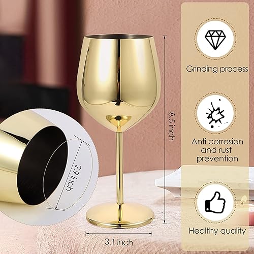 Miniatura 9 de VERISA Copas de vino de acero inoxidable, copa de vino de acero irrompible de 18 onzas, copas de vino de metal inastillables para exteriores,