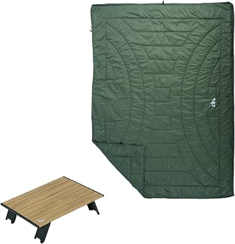 iClimb 1 3M Thinsulate Insulation Warm Camping Blanket and 1 Mini Folding Table Bundle, Ultralight Compact for Solo Adult Outdoor Backpacking Camping Hiking Beach Concert