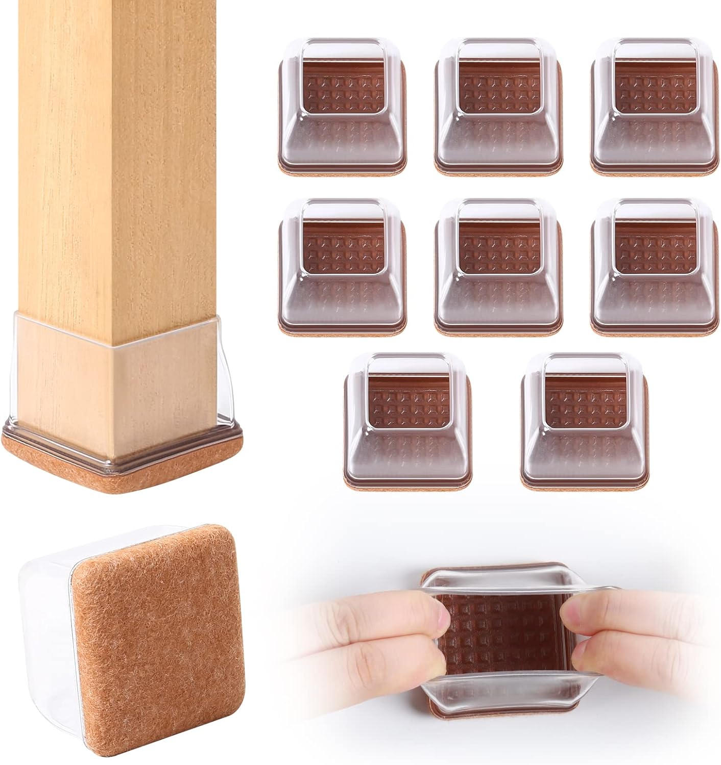 8 PCS Extra Large Chair Leg Floor Protectors with Felt, Chair Leg Caps