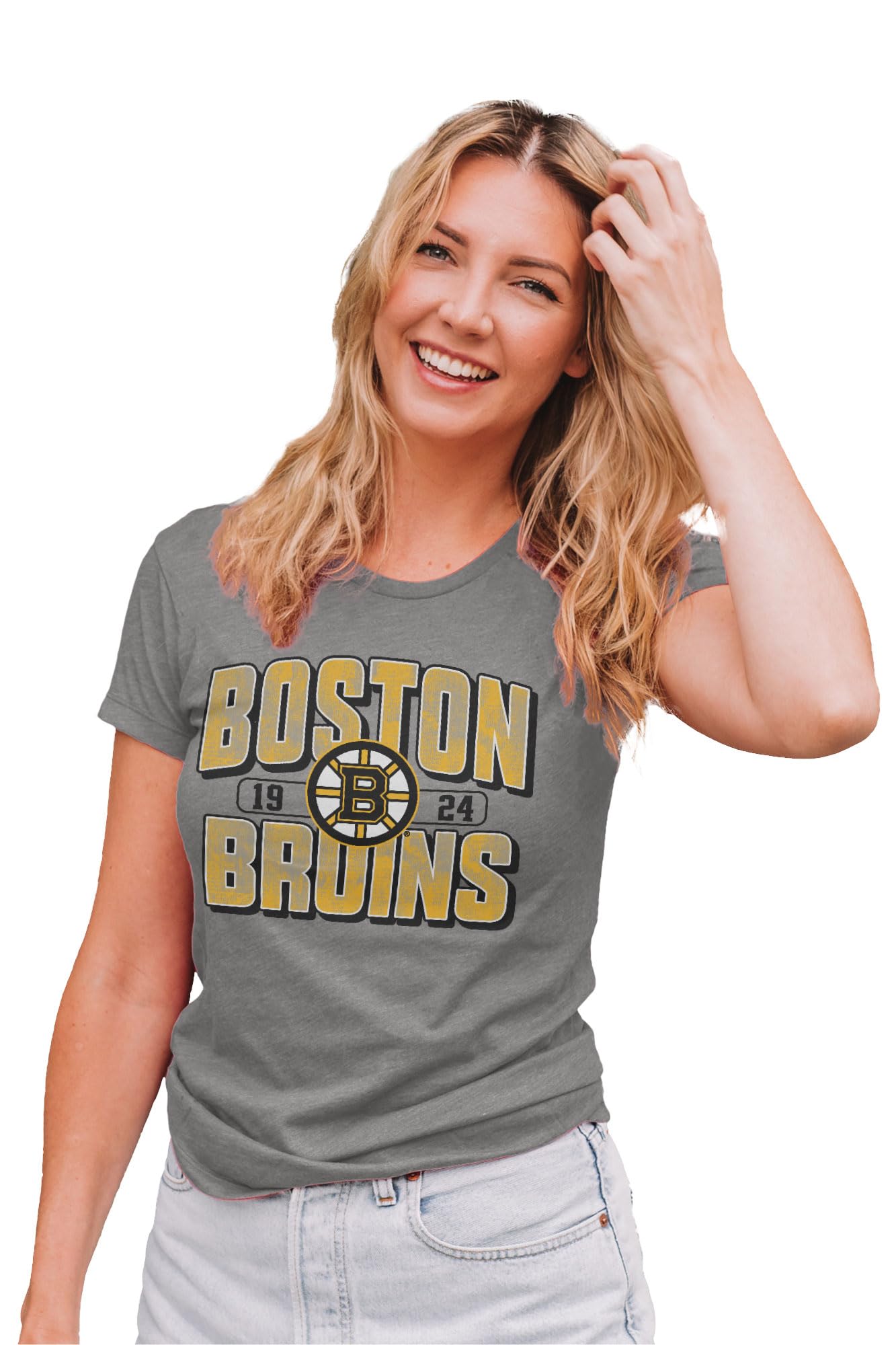 Blue 84 NHL Womens NHL Officially Licensed Women's Tri-Blend T-Shirt Gray