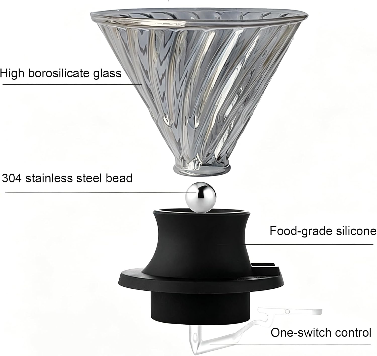 BeeCa Glass Clever Coffee Dripper Size 02 –Immersion Brewer with 50 Filters