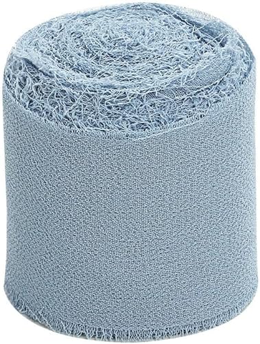 Miniatura 7 de Efavormart - Juego de 2 rollos de cinta de gasa azul polvoriento, 1.5 pulgadas x 6 yardas, para ramos, invitaciones de boda y envoltura de regalos