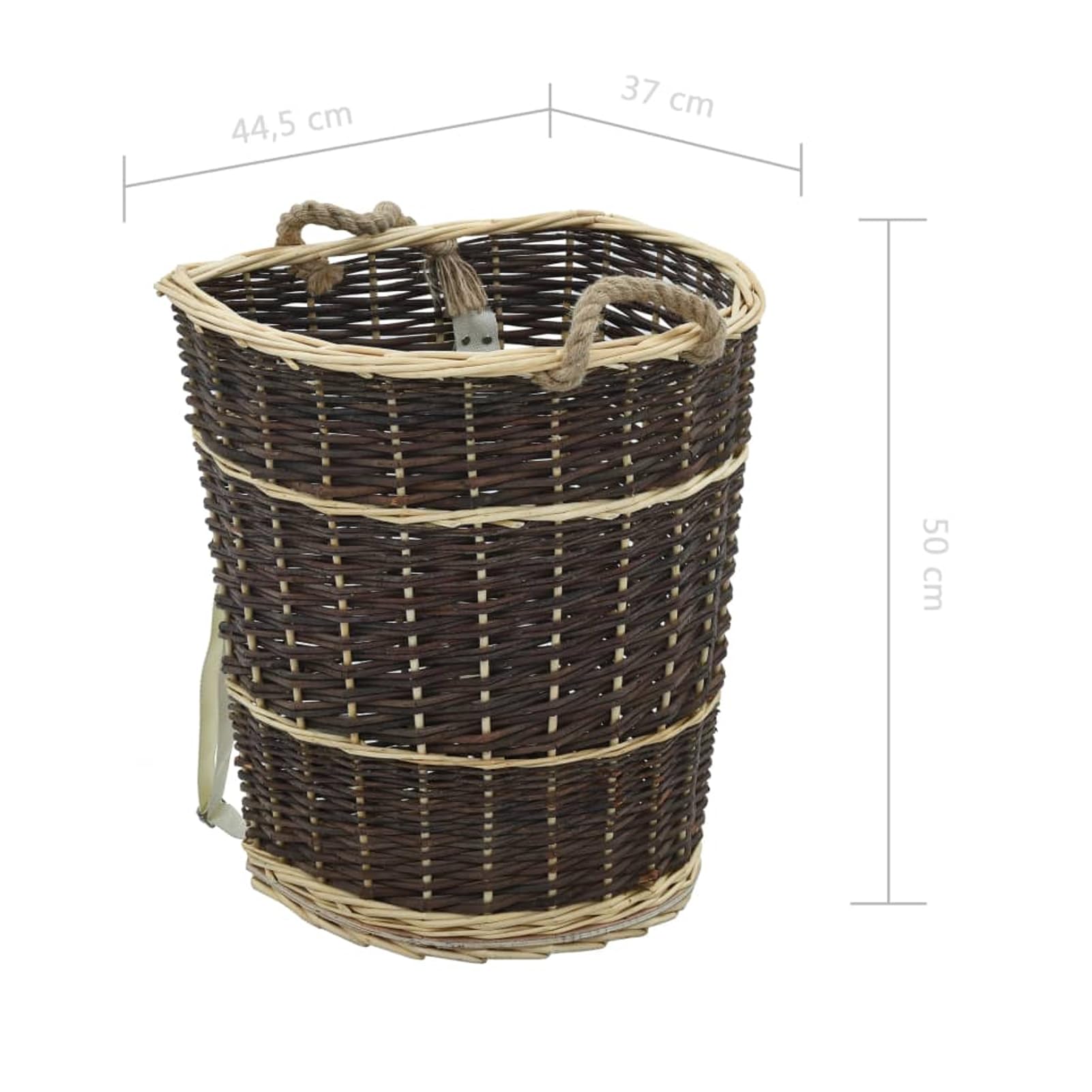 Cesto in legno con tracolla, zaino per legna da ardere con manici e cinghie 44,5 x 37 x 50 cm, ideale per conservare e trasportare legna da ardere