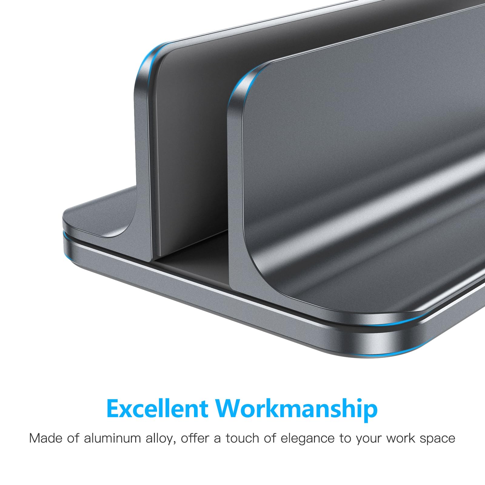 OMOTON Support Vertical réglable en Aluminium pour Ordinateur Portable pour MacBook Pro/Air, etc. (jusqu'à 17,3 Pouces)，Gris