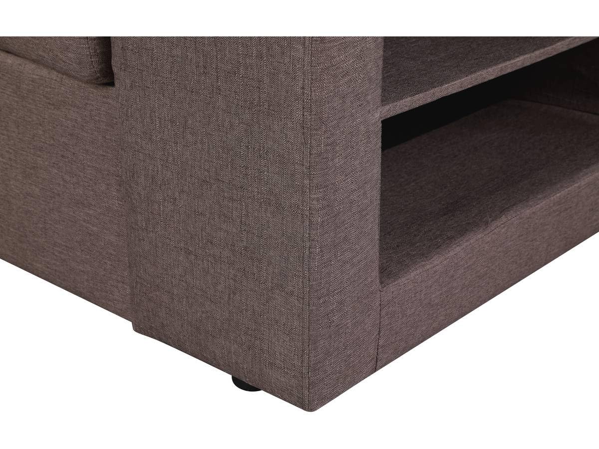 Habitat et Jardin - Canapé d'angle Convertible et Réversible Axel 3 Places Taupe - Canapé Lit Design Moderne en Tissu Lin - Espace de Stockage (Méridienne) + Étagères
