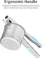 Vista 6 de Ricer de papas grande de 15 onzas, triturador de papas de acero inoxidable resistente con mango ergonómico, herramienta de cocina para puré