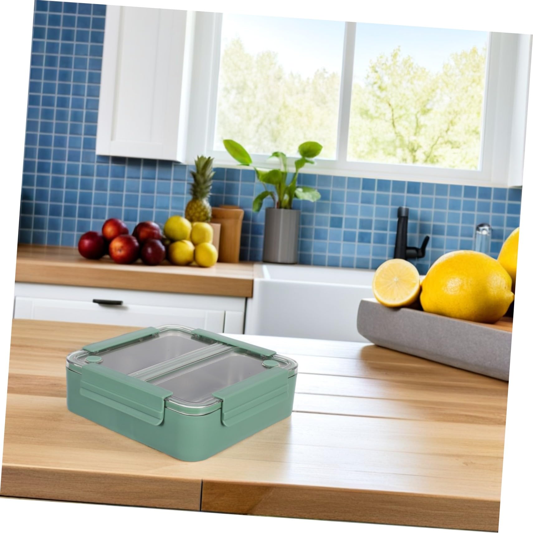 VALICLUD Fiambrera de Acero Inoxidable con Compartimentos Loncheras Prueba de Fugas para Adultos para Preparar Comidas al Trabajo