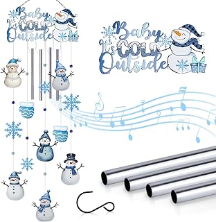 AVEKI Snowman Wind Chimes for Outside, 38'' Metal Christmas Wind Chimes with Double-Sided Painting, Outdoor Decor for Garden, Patio, Yard, Holiday Gifts for Family & Friends (Snowman)