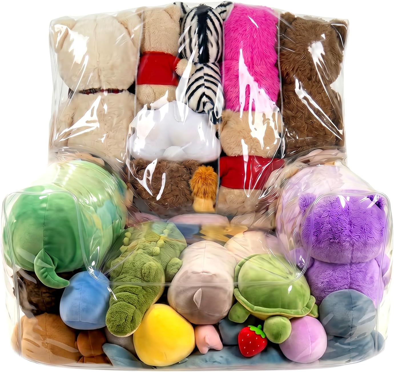 Clear Stuffed Animal Storage Chair, 0.25mm Thick Transparent Stuffed Toy Cover Bean Bag Waterproof Zipper Organizing Accessories for Pillows Cushions Clothing & Doll