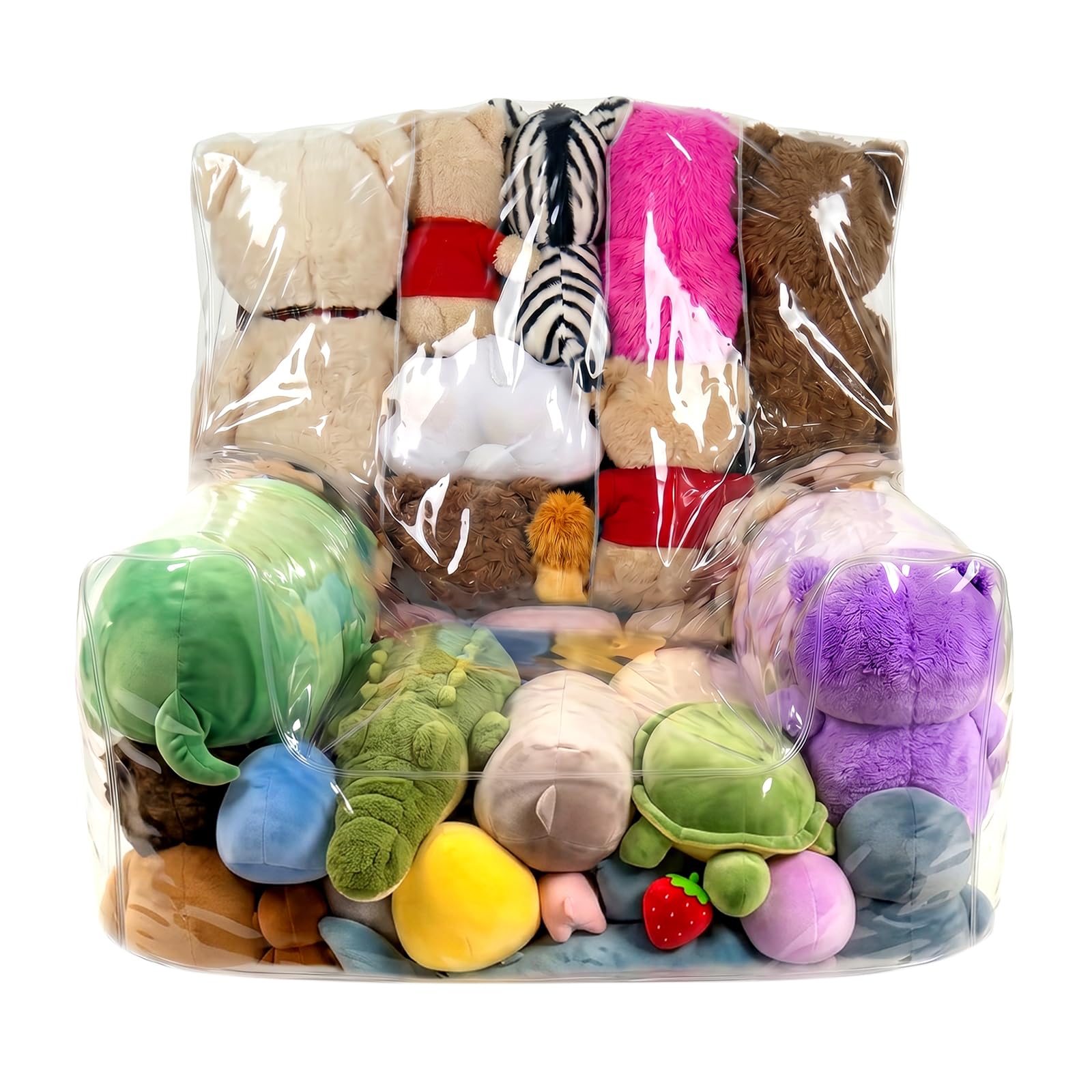 Clear Stuffed Animal Storage Chair, 0.25mm Thick Transparent Stuffed Toy Cover Bean Bag Waterproof Zipper Organizing Accessories for Pillows Cushions Clothing & Doll