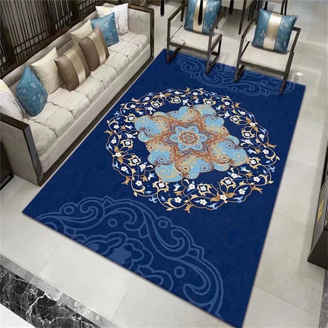 Tapis de maison bleu à motif imprimé classique 170x240