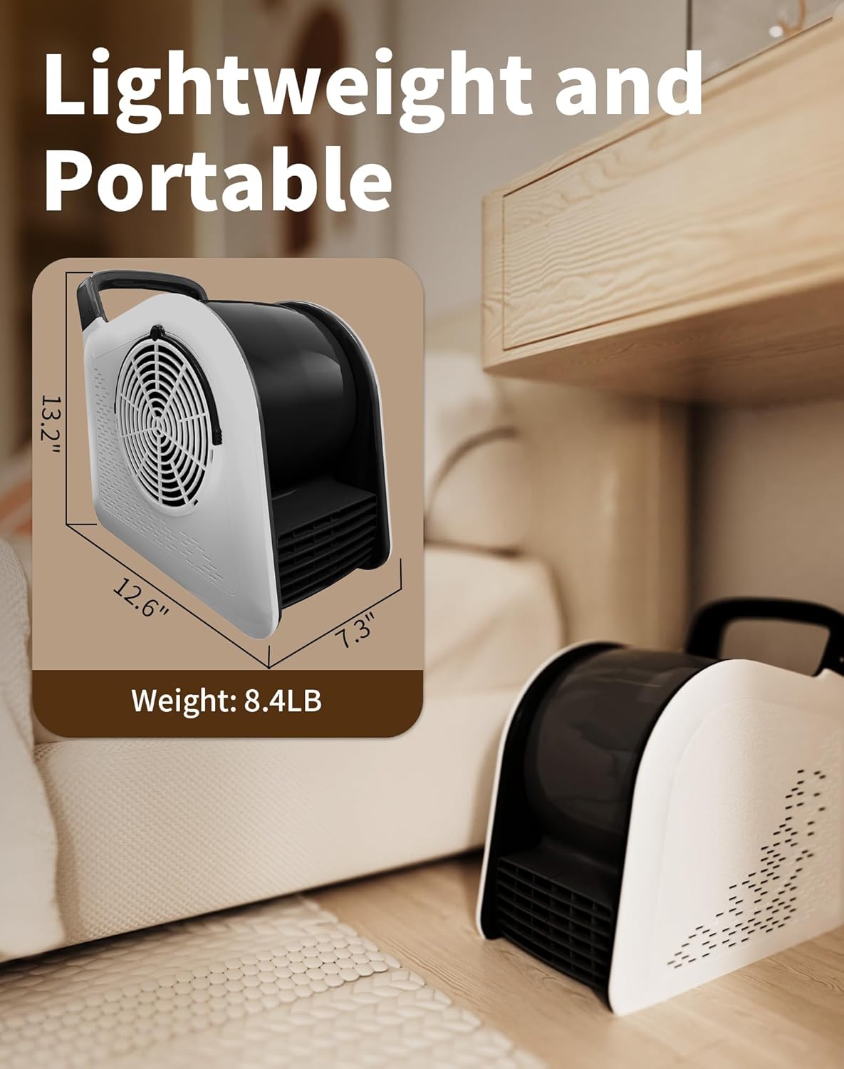 355CFM Blower Fan with Detachable Filter,High Velocity Air Mover Floor Fan,185° Airflow Dual AC Outlets Industrial Utility Fan for Shop,Garage,Gym,Indoor/Outdoor-White