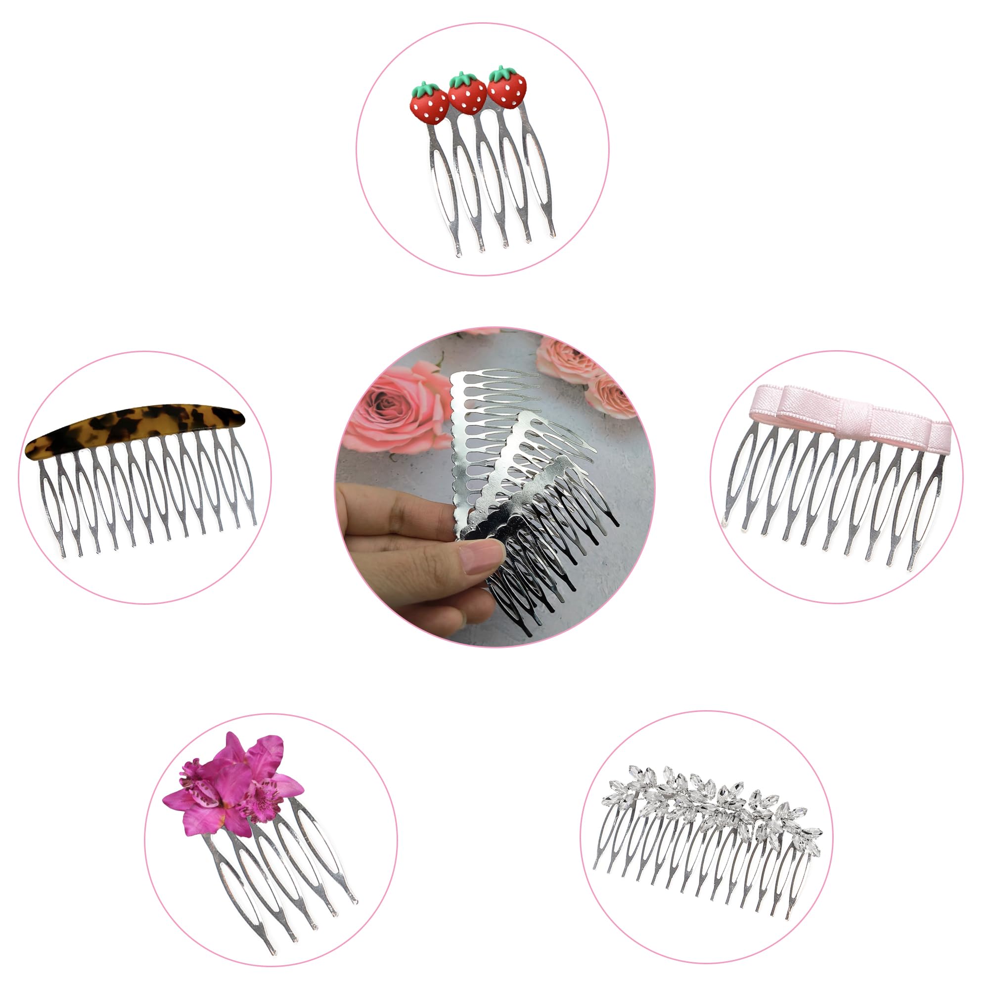 12pcs Peineta Para Velo De Novia 5, 10, 12, 14 Dientes Peine Lateral Para El Cabello Diy Metal Peine Del Pelo Dientes Nupciales Peine Alambre Accesorios Para Tocado Para Niñas y Mujeres